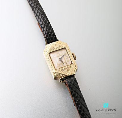 null Ladies' wristwatch in 14-carat (585 thousandths) Art Deco yellow gold, rectangular...