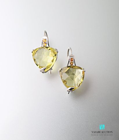 null Pair of 925 sterling silver earrings with faceted troida-sized lemon quartz

Gross...