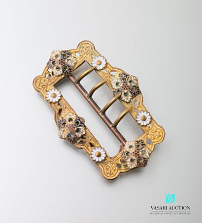 null Rectangular belt buckle from the end of the 19th century in gilded metal chiselled...
