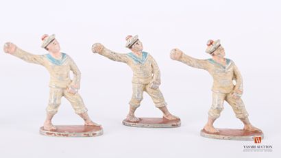 null soldats-figurines type Quiralu aluminium : Armée française, six marins, trois...
