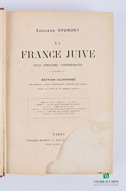 null DRUMONT Edouard - La France juive - Blériot, sd - 1 vol. in-4° - reliure demi...