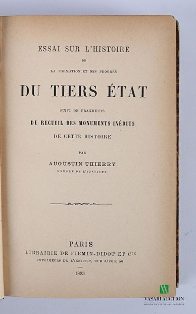 null THIERRY Augustin - Essai sur l'histoire de la formation et des progrès du Tiers...