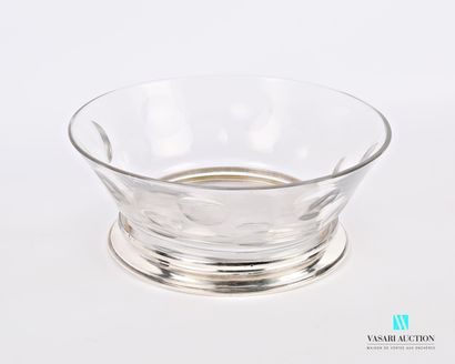 null Crystal bowl of round form with flared body decorated with round pastilles on...