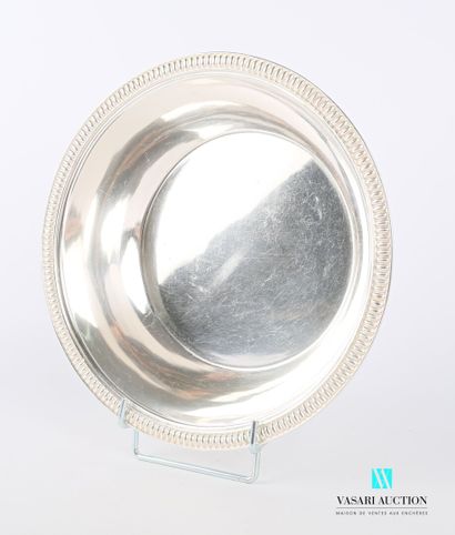 null Round silver bowl, the plain body, the border hemmed with gadroons.

Height...