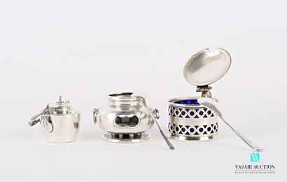 null Two silver saltcellars, one in the shape of a jug, the other in the shape of...