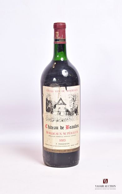 null 1 magnum	Château de BEAULIEU	Bordeaux Supérieur	1985

	Et. un peu tachée et...