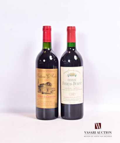 null Lot de 2 bouteilles comprenant :		

1 bouteille	Château LA RODE	Côtes de Castillon	1995

1...