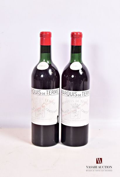 null 2 bottles Château MARQUIS DE TERME Margaux 1964

	Et: 1 barely stained, 1 a...