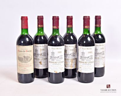 null Lot of 6 bottles including :

1 bottle Château MANOIR DU GRAVOUX Côtes de Castillon...