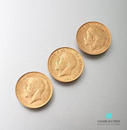 null Three gold half sovereigns, Geroges V, 1912,1913,1914

Weight : 11,94 g
