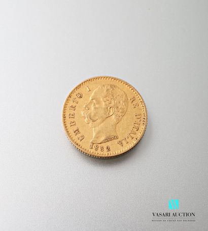 null Pièce en or de 20 lire, Humbert Ier, 1882

Poids : 6,44 g