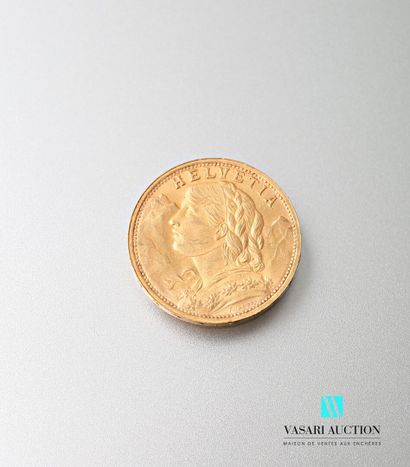 null 20 Swiss franc gold coin, Vreneli, 1935

weight : 6,44 g