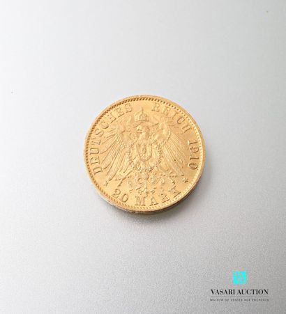 null 20 mark gold coin, Wilhelm II, 1910

weight : 7,96 g