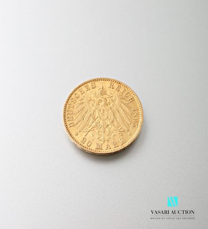 null 20 mark gold coin, Hamburg, 1895

weight: 7.95 g