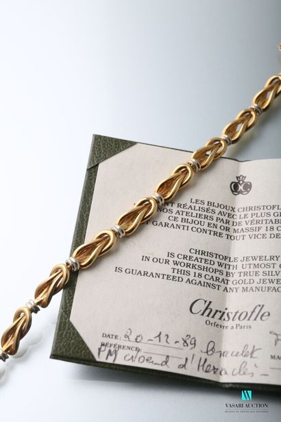 null Christofle, bracelet en or 750 millièmes de deux tons, modèle noeud d'Héraclès...