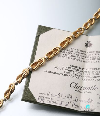 null Christofle, gold bracelet 750 thousandths of two tones, model knot of Héraclès...