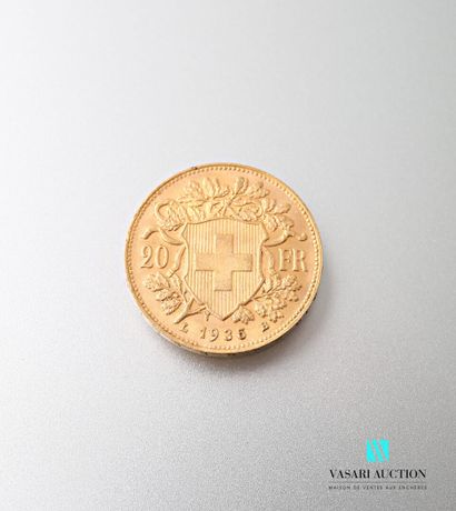 null 20 Swiss franc gold coin, Vreneli, 1935

weight : 6,44 g