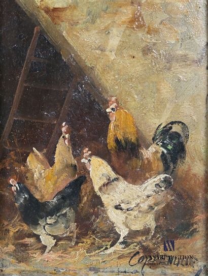 null VAN COPPENOLLE Edmond (c.1843/46-1915) 

Scene of a henhouse

Oil on panel

22...