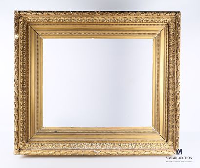 null Moulded, carved and gilded wood frame, the border hemmed respectively with a...