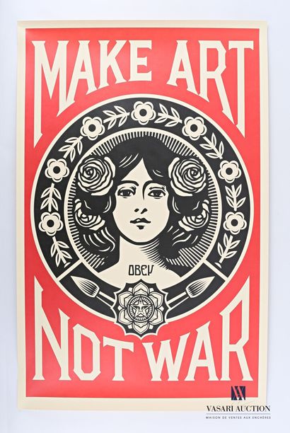 null FAIREY Shepard (born 1970), after

Make art Not war

Offset print on paper 

Signed...