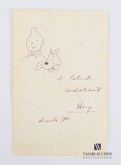 null HERGÉ (1907-1983)

Ink drawing on paper representing Tintin and Snowy, dedicated...