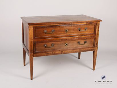 null Natural wood chest of drawers with two drawers in the front and fluted uprights....