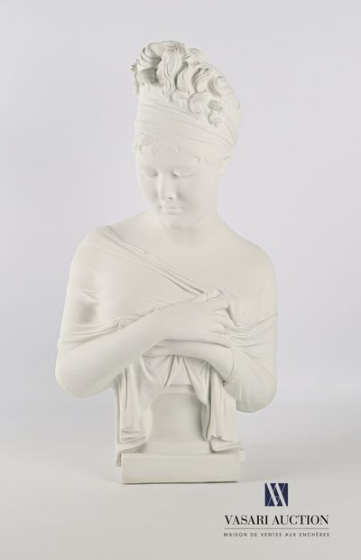 null HOUDON Jean-Antoine (1741-1828), d'après

Buste de Juliette Récamier

Biscuit

Signé...