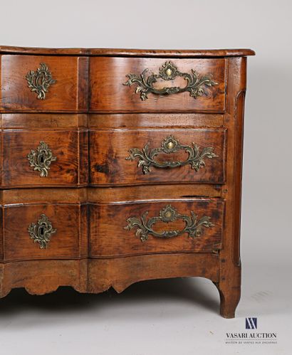 null Natural wood chest of drawers with a crossbow front, it opens with three drawers,...