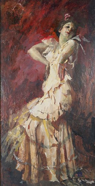 null AMISANI Giuseppe (1881-1941)

Flamenco Dancer

Oil on panel 

Signed lower left...