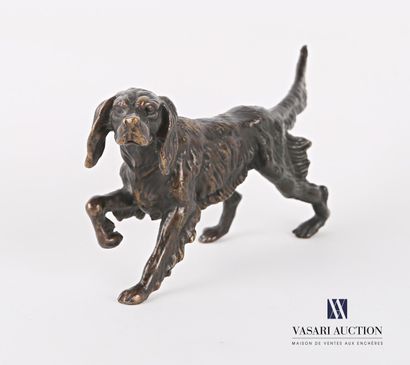 null Bronze subject representing a spaniel at the stop.

Height : 7 cm 7 cm - Length...