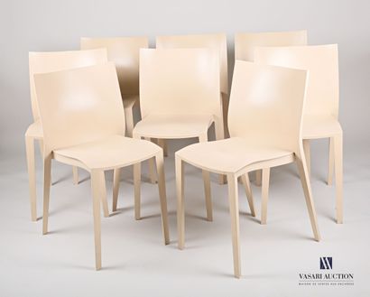 null STARCK Philippe (born 1949), after

Suite of eight chairs in cream colored polypropylene,...