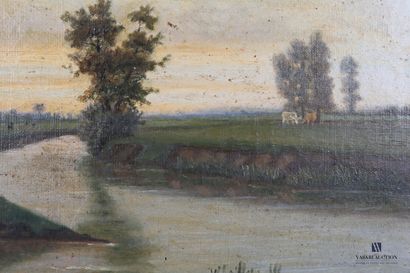 null DELAVAU M. (XIXème siècle)

Vaches en paturesd au bord du canal

Huile sur toile

Signée...