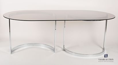 null TABACOFF Boris (1927-1985)

Dining room table, the oblong smoked glass top rests...