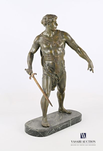 null Regula subject representing a Hoplite ready to fight. It rests on a sea green...