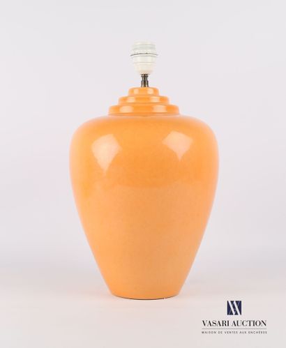 null Lamp stand of ovoid shape in orange earthenware surmounted by steps.

Height...