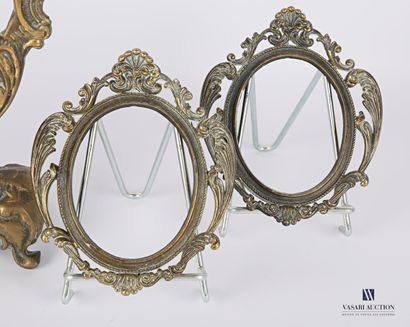 null Set of four bronze frames comprising: a psyche frame decorated with acanthus...