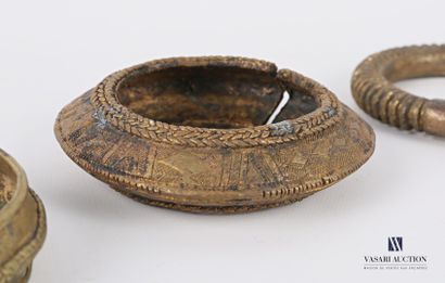 null AFRICA

Set of three bronze bracelets or shackles decorated with beads, striations,...