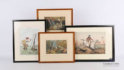 null Lot of four framed reproductions :

- ALKEN H after - Bagging the badger - Hunting...