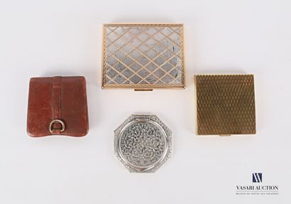 null Set of four metal powder trays of different shapes, two of which are in gilt...