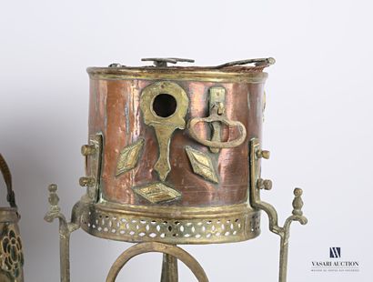 null NORTH AFRICA

Set of two round copper and bronze planters resting on a tripod...