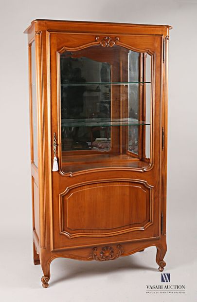 null Moulded and carved cherry wood silver cabinet, it opens in front with a leaf...