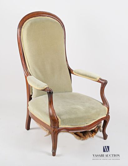 null Mahogany voltaire armchair, the armrests with cuff rest on supports in cavet....