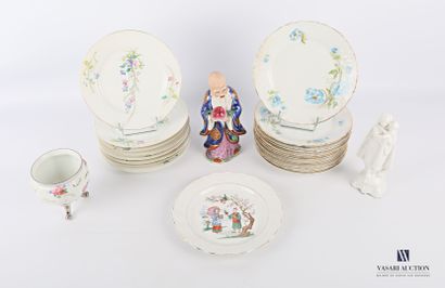 null A white porcelain lot comprising a subject representing an old man with a prominent...