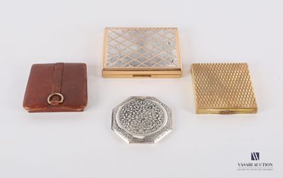 null Set of four metal powder trays of different shapes, two of which are in gilt...