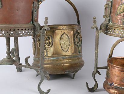 null NORTH AFRICA

Set of two round copper and bronze planters resting on a tripod...