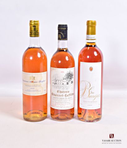 null Lot de 3 bouteilles comprenant :		

1 bouteille	CRU BARRÉJATS	Sauternes	1999

1...