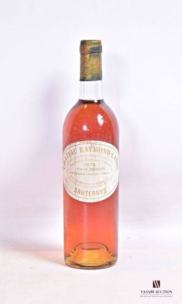 null 1 bouteille	Château RAYMOND LAFON	Sauternes	1975

	Et. un peu fanée et tachée....