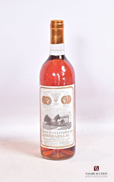 null 1 bouteille	CLOS FONTINDOULE	Monbazillac	1989

	Et. tachée. N : bas goulot.