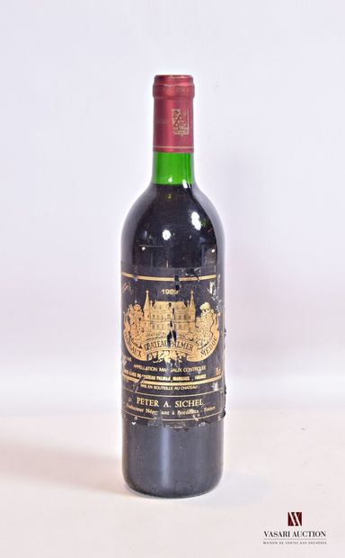 null 1 bouteille	Château PALMER	Margaux GCC	1989

	Et. un peu fanée et déchirée (lisible)....