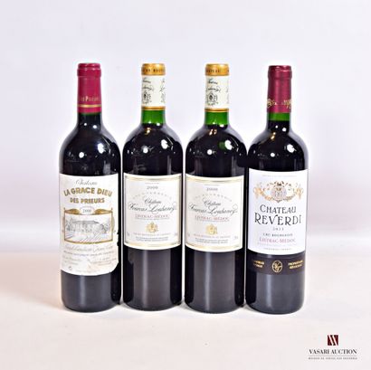 null Lot de 4 bouteilles comprenant :		

1 bouteille	Château LA GRACE DIEU DES PRIEURS	St...